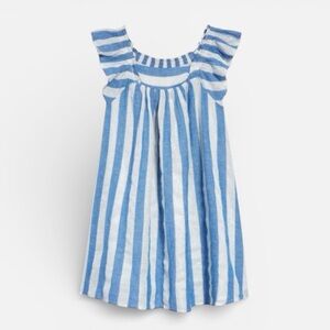 Peek Aren’t You Curious Blue White Stripe Dress Girls 6/7 Ruffle Linen
